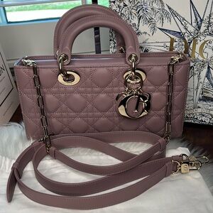 Dior Medium Lady D-Joy Bag Peony Pink Cannage Lambskin NWT Shoulder/Crossbody